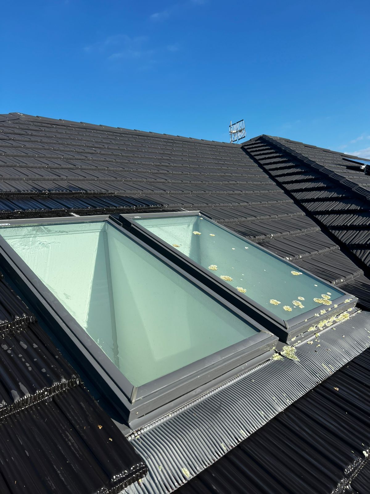 Rooftop skylight before cleaning